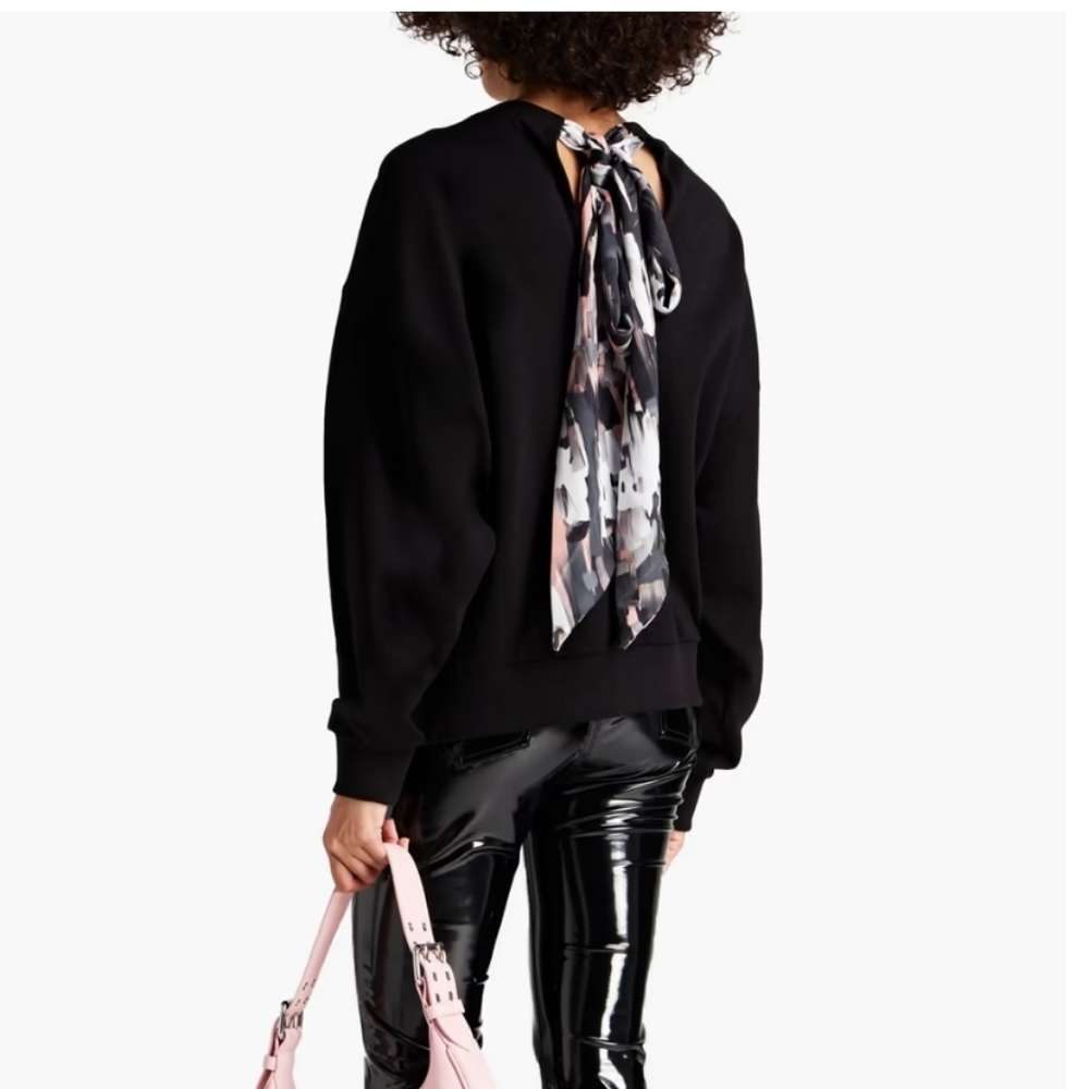 JUST CAVALLI Cutout printed French cotton-terry sweatshirt sz XL NEW - Picture 2 of 4